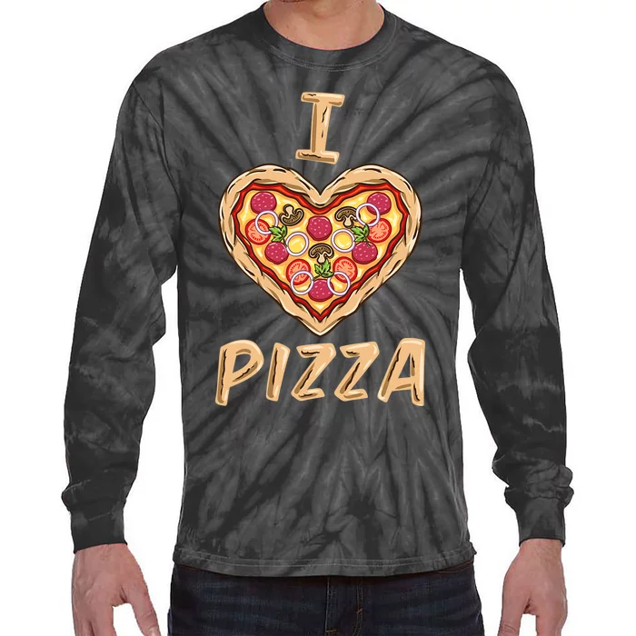 I Love Pizza For Pizza Lover Tie-Dye Long Sleeve Shirt