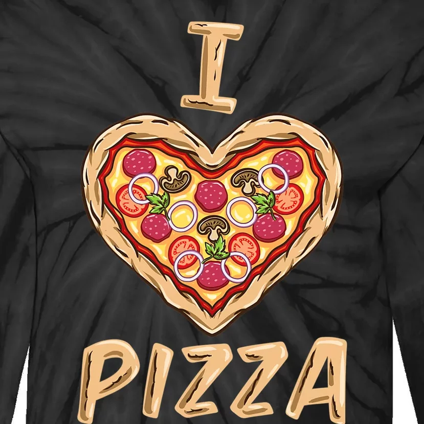 I Love Pizza For Pizza Lover Tie-Dye Long Sleeve Shirt