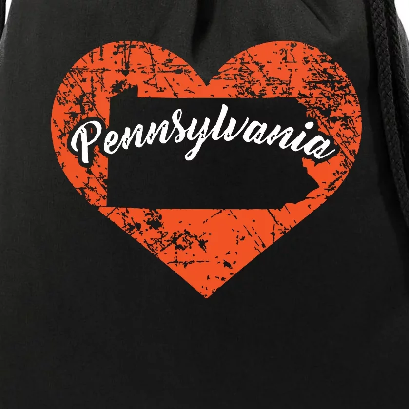 I Love Pennsylvania Funny Cute State Pride Heart Gift Drawstring Bag