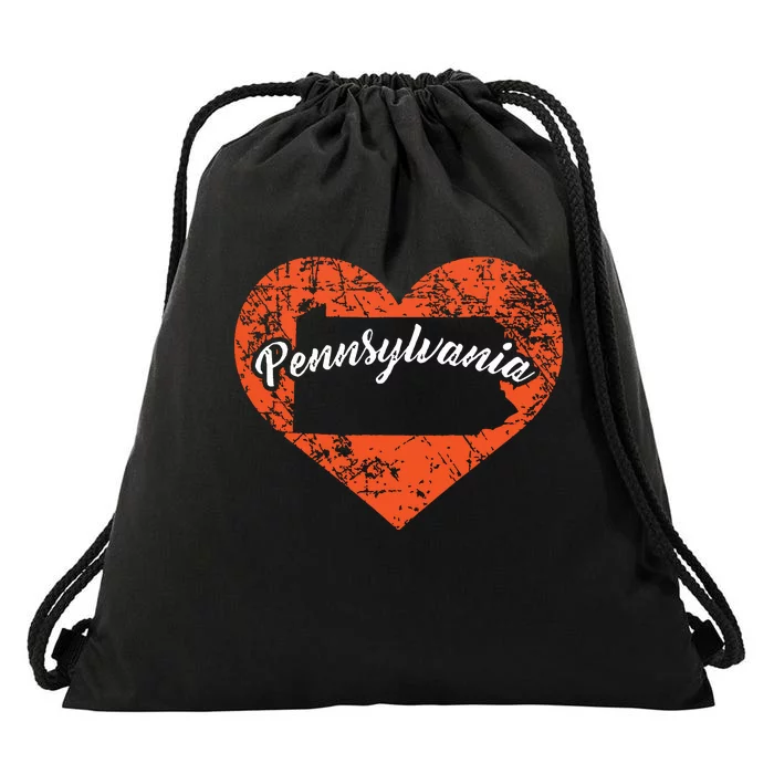 I Love Pennsylvania Funny Cute State Pride Heart Gift Drawstring Bag