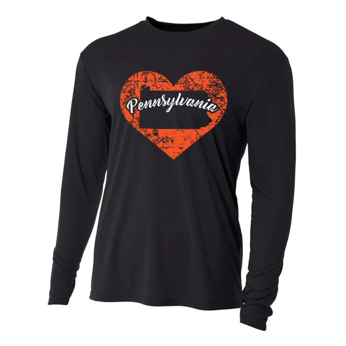 I Love Pennsylvania Funny Cute State Pride Heart Gift Cooling Performance Long Sleeve Crew