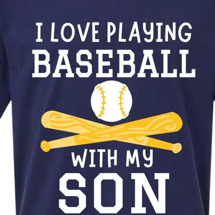 I Love Playing Baseball With My Son Father Son Baseball Funny Gift Sueded Cloud Jersey T-Shirt