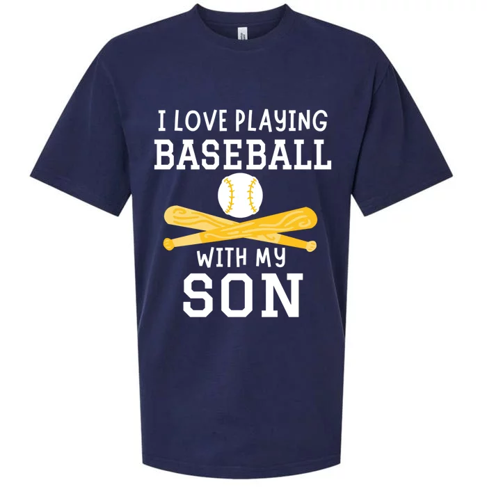 I Love Playing Baseball With My Son Father Son Baseball Funny Gift Sueded Cloud Jersey T-Shirt