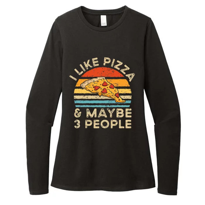 I Like Pizza And Maybe 3 People Retro Vintage Womens CVC Long Sleeve Shirt