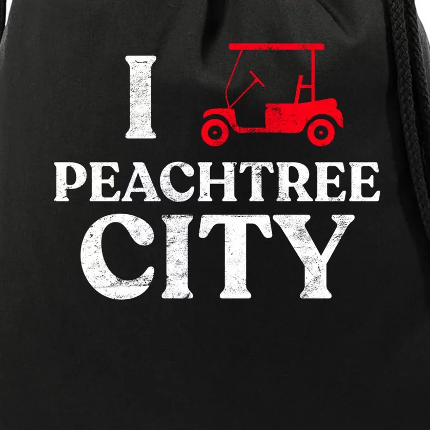 I Love Peachtree City GA Funny Golf Cart State of Georgia Drawstring Bag