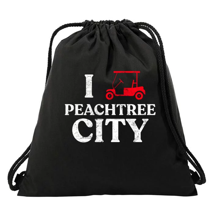 I Love Peachtree City GA Funny Golf Cart State of Georgia Drawstring Bag