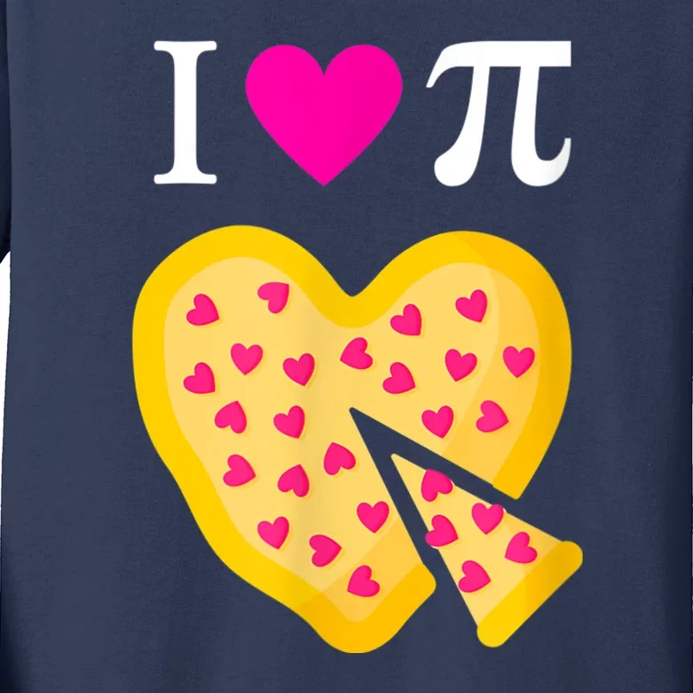 I Love Pi Valentine's Pizza Heart Math Teacher Kids Long Sleeve Shirt