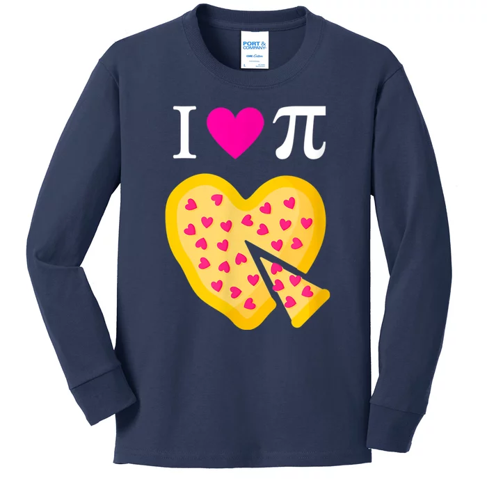 I Love Pi Valentine's Pizza Heart Math Teacher Kids Long Sleeve Shirt