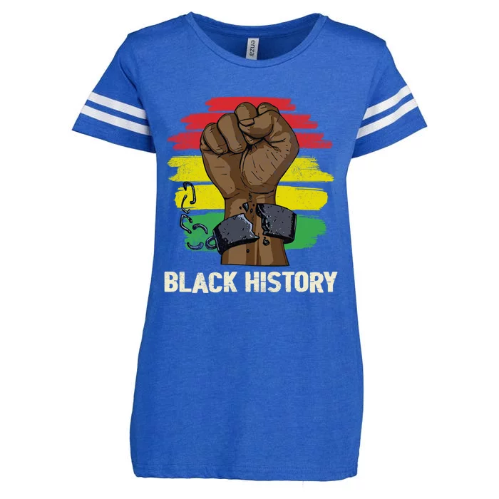 Inspirational Leaders Power Fist Hand Black History Month Gift Enza Ladies Jersey Football T-Shirt