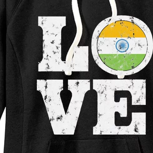 India Love Proud Indian Flag Distressed Women's Fleece Hoodie