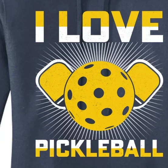 I Love Pickleball Paddle Women's Pullover Hoodie