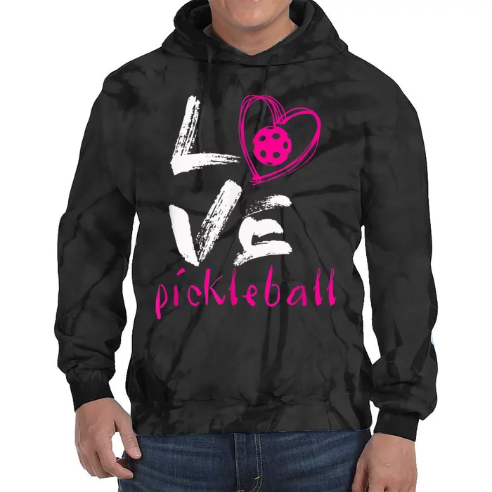 I Love Pickleball, Funny Pickle Ball Tee For Player Tie Dye Hoodie