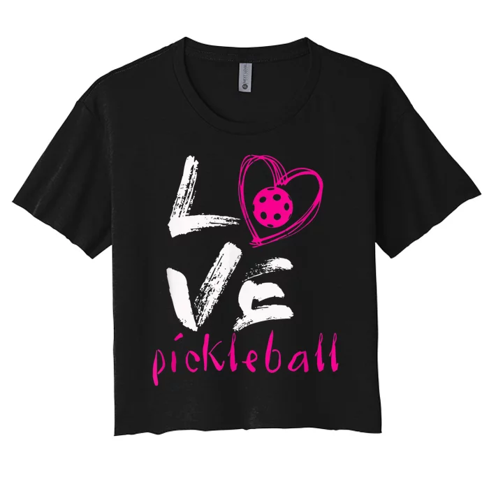 I Love Pickleball, Funny Pickle Ball Tee For Player Women's Crop Top Tee