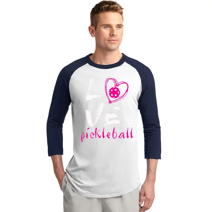 I Love Pickleball, Funny Pickle Ball Tee For Player Baseball Sleeve Shirt