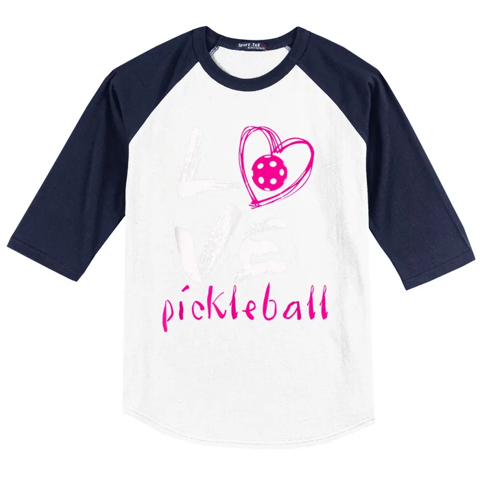 I Love Pickleball, Funny Pickle Ball Tee For Player Baseball Sleeve Shirt