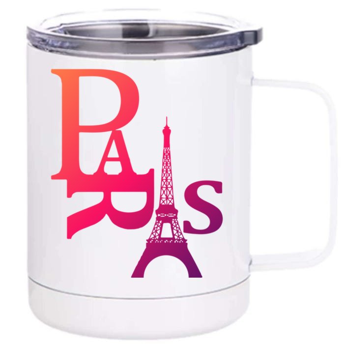 I Love Paris Eiffel Tower France Meaningful Gift Front & Back 12oz Stainless Steel Tumbler Cup