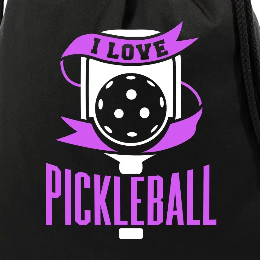 I Love Pickleball Drawstring Bag