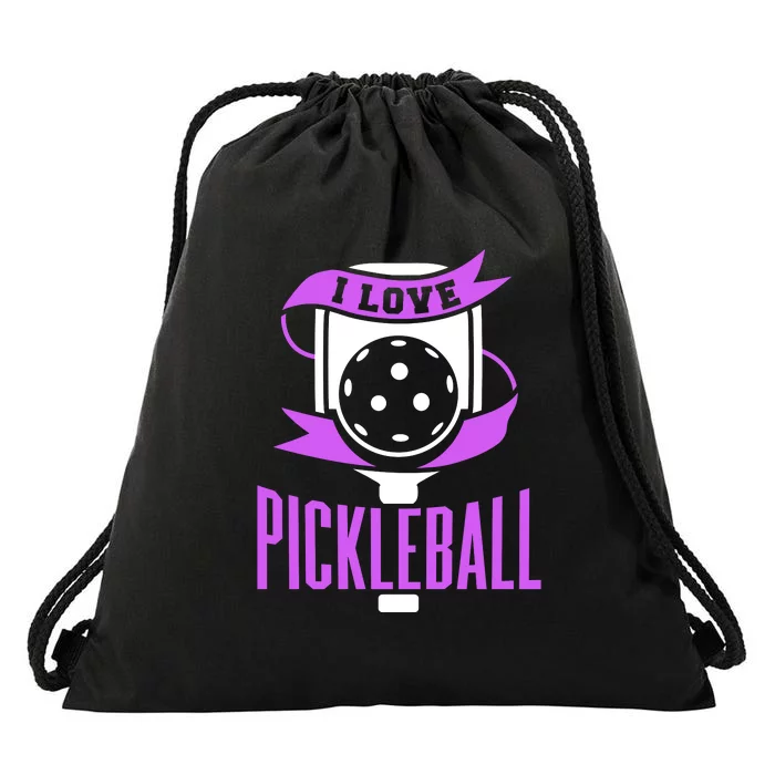 I Love Pickleball Drawstring Bag