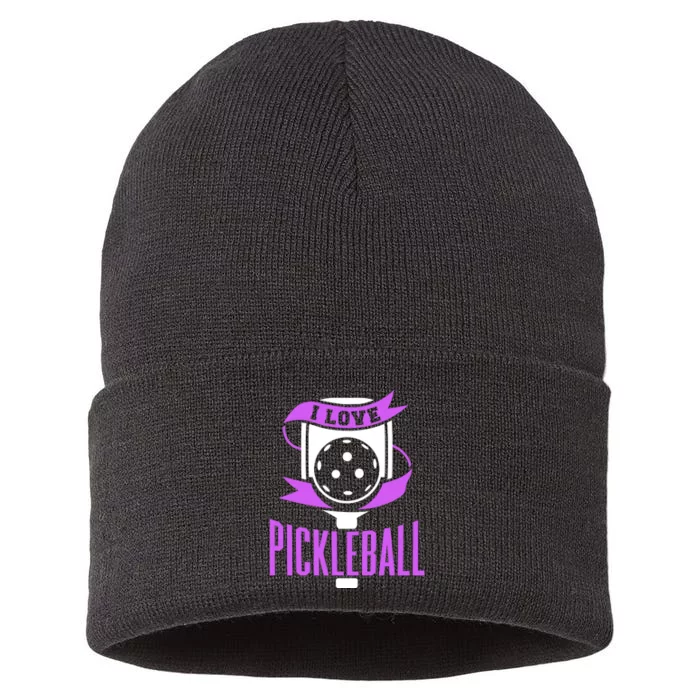 I Love Pickleball Sustainable Knit Beanie