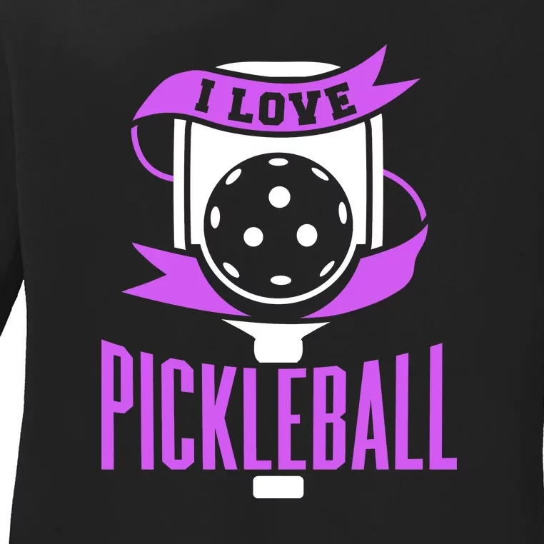 I Love Pickleball Ladies Long Sleeve Shirt