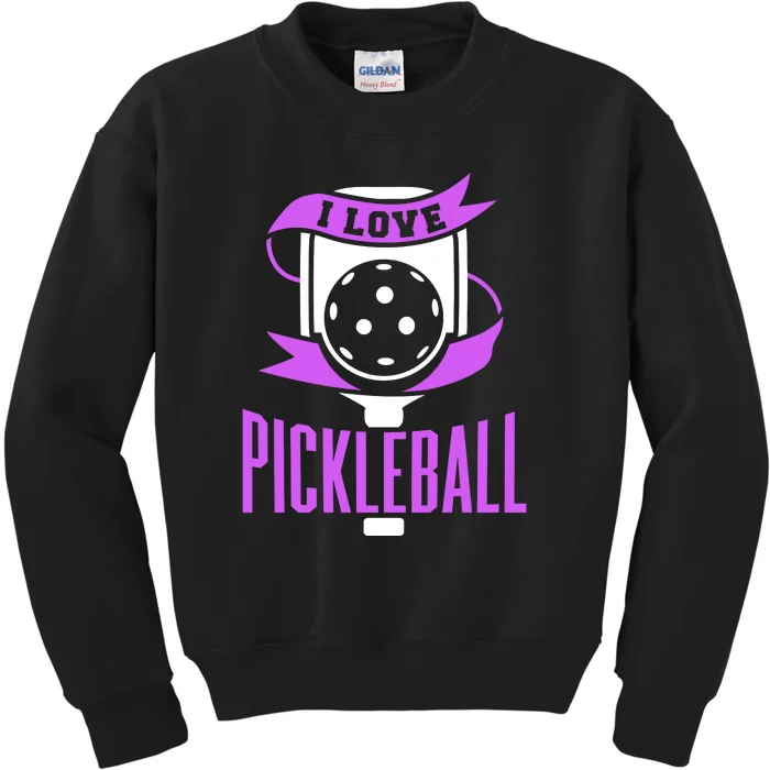 I Love Pickleball Kids Sweatshirt