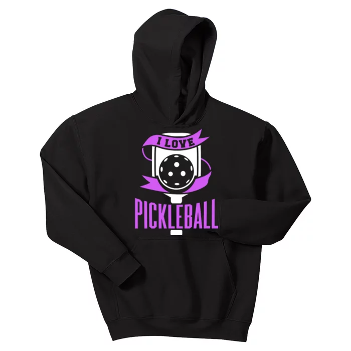 I Love Pickleball Kids Hoodie