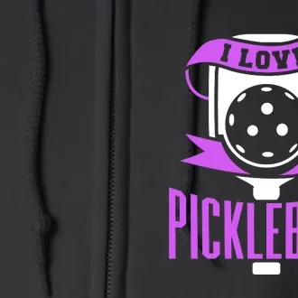 I Love Pickleball Full Zip Hoodie