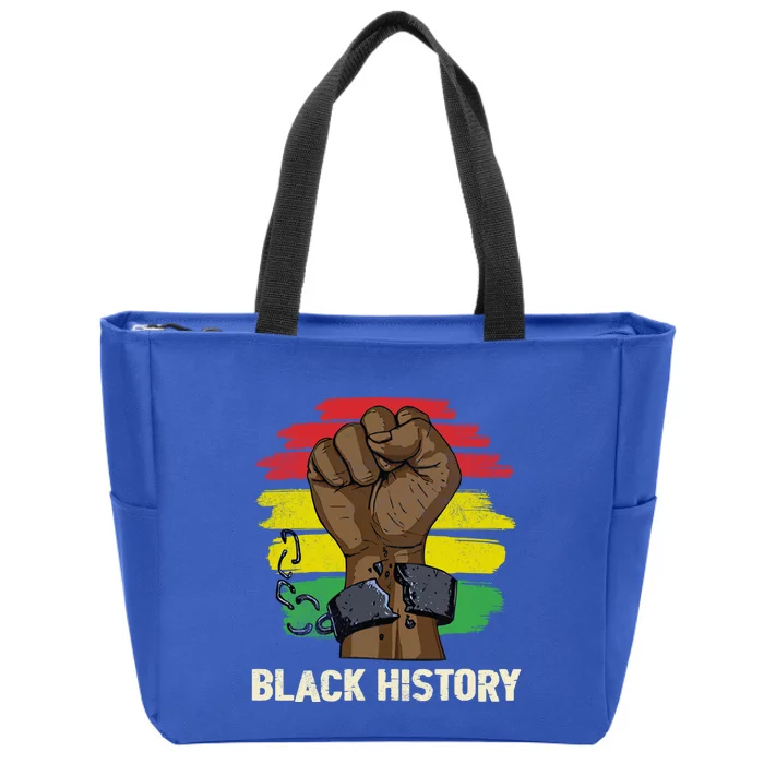 Inspirational Leaders Power Fist Hand Black History Month Funny Gift Zip Tote Bag