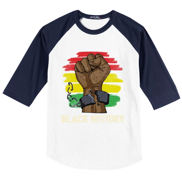 Inspirational Leaders Power Fist Hand Black History Month Funny Gift Baseball Sleeve Shirt