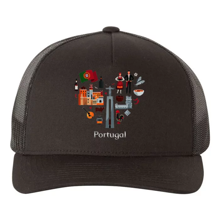 I Love Portugal Lisbon Map Iconic Traditional Souvenir Gift Yupoong Adult 5-Panel Trucker Hat