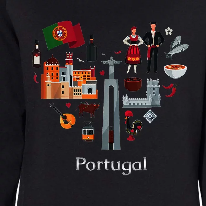 I Love Portugal Lisbon Map Iconic Traditional Souvenir Gift Womens California Wash Sweatshirt