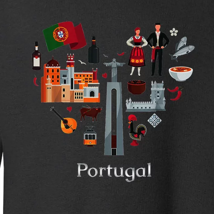 I Love Portugal Lisbon Map Iconic Traditional Souvenir Gift Toddler Sweatshirt