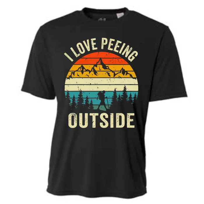 I Love Peeing Outside Retro Funny Camping Hiking Outdoor Cooling Performance Crew T-Shirt