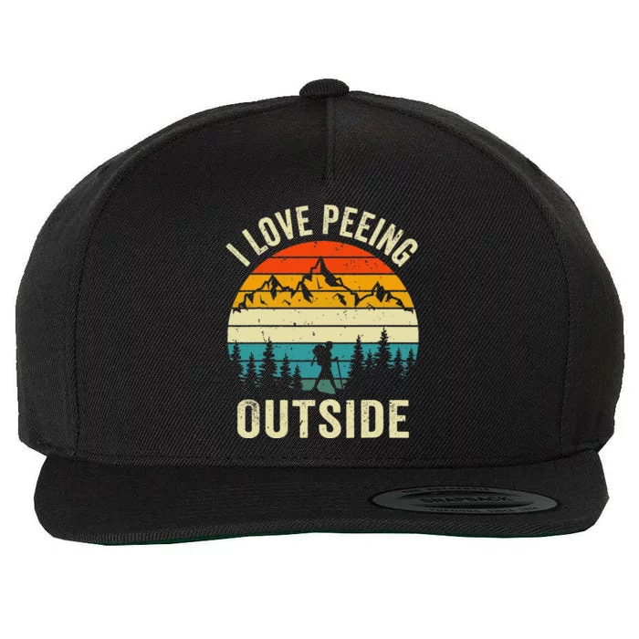 I Love Peeing Outside Retro Funny Camping Hiking Outdoor Wool Snapback Cap