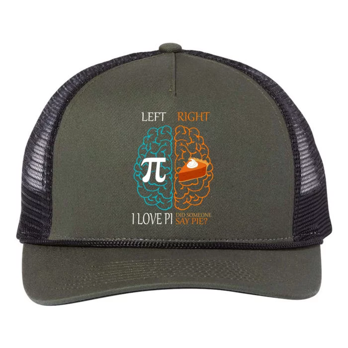 I Love Pi Did Someone Say Pie Brain Left Right Retro Rope Trucker Hat Cap