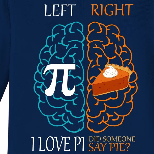 I Love Pi Did Someone Say Pie Brain Left Right Baby Long Sleeve Bodysuit