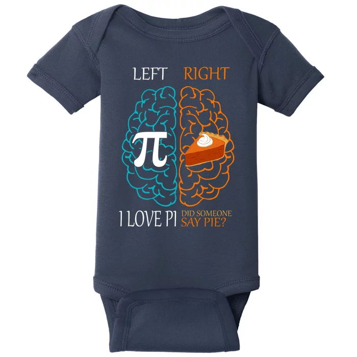 I Love Pi Did Someone Say Pie Brain Left Right Baby Bodysuit