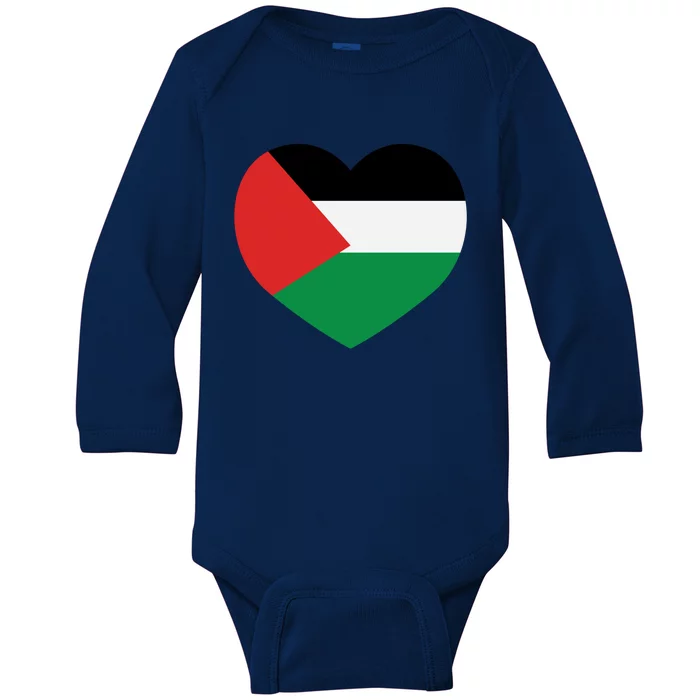 I Love Palestine Freedom Baby Long Sleeve Bodysuit