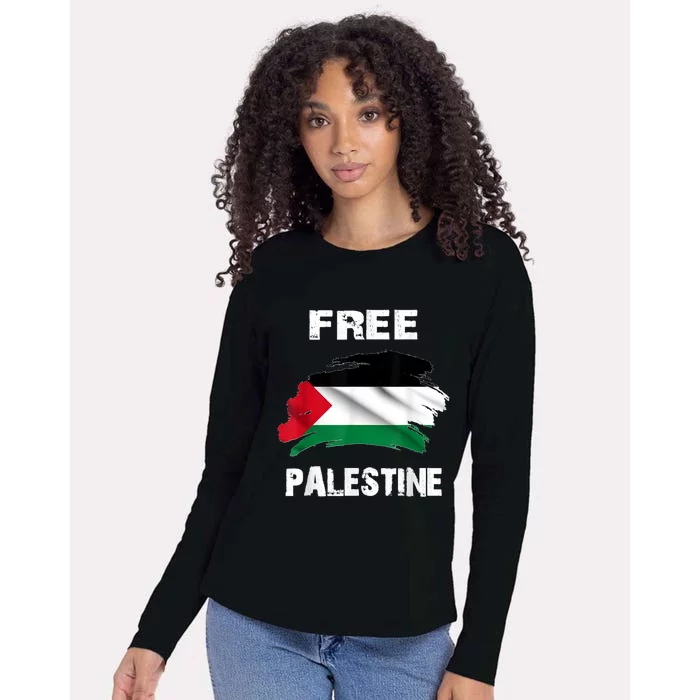 I Love Palestine Freedom Womens Cotton Relaxed Long Sleeve T-Shirt