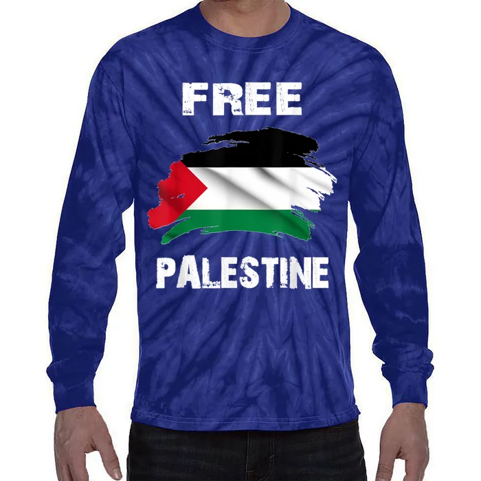 I Love Palestine Freedom Tie-Dye Long Sleeve Shirt