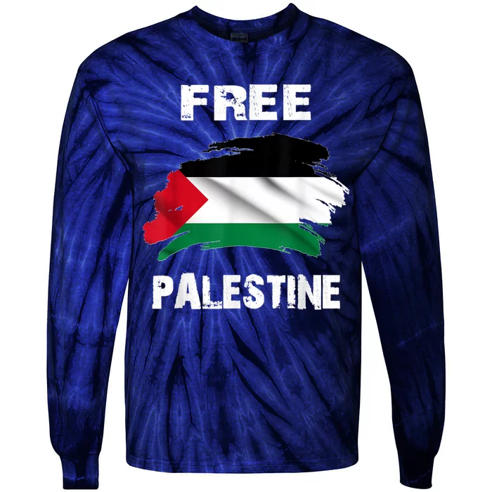 I Love Palestine Freedom Tie-Dye Long Sleeve Shirt