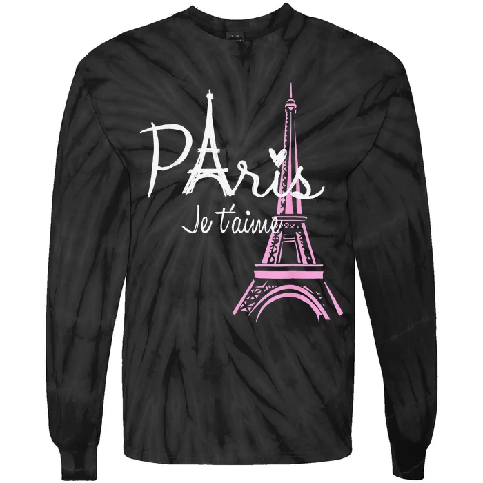 I Love Paris Eiffel Tower France French Souvenir Tie-Dye Long Sleeve Shirt