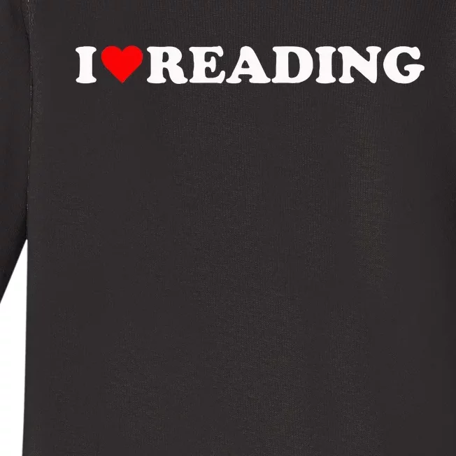 I Love Reading Cute Red Heart Books Lover Baby Long Sleeve Bodysuit