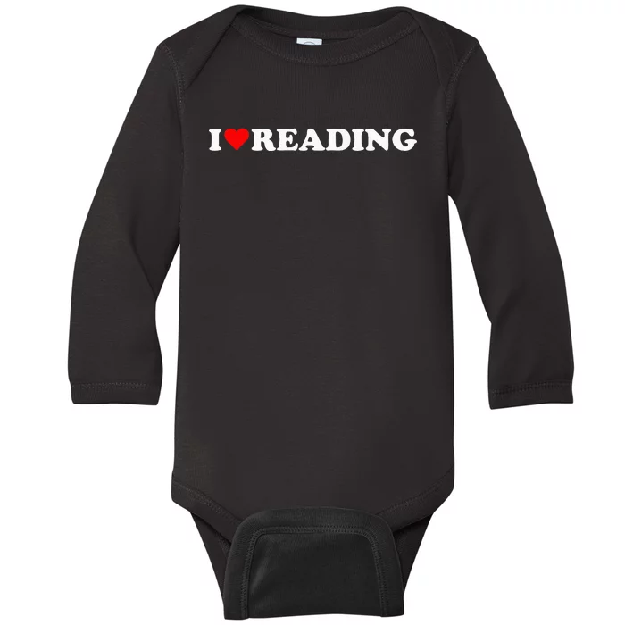 I Love Reading Cute Red Heart Books Lover Baby Long Sleeve Bodysuit