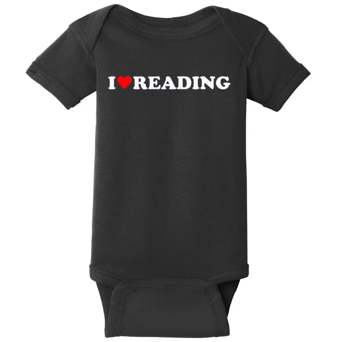 I Love Reading Cute Red Heart Books Lover Baby Bodysuit