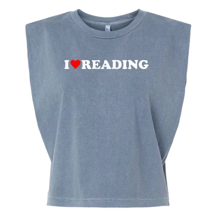 I Love Reading Cute Red Heart Books Lover Garment-Dyed Women's Muscle Tee