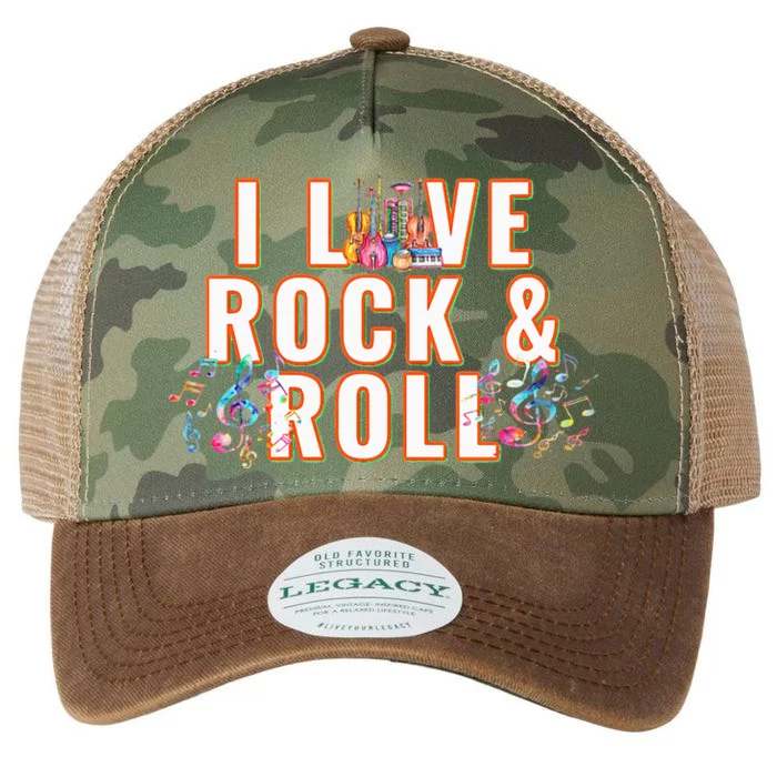 I Love Rock & Roll Music Musical Instrument Retro Vintage Legacy Tie Dye Trucker Hat