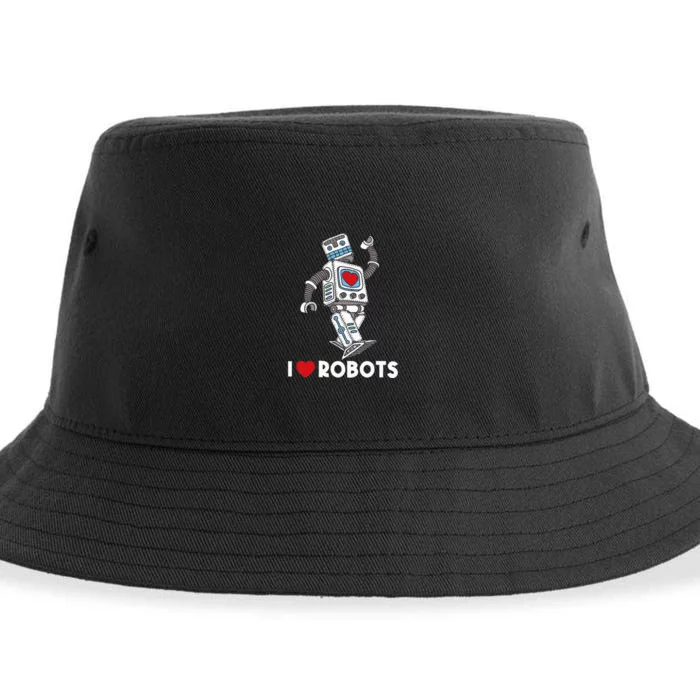 I Love Robots Robot Lover Robotics Engineer Engineering Sustainable Bucket Hat