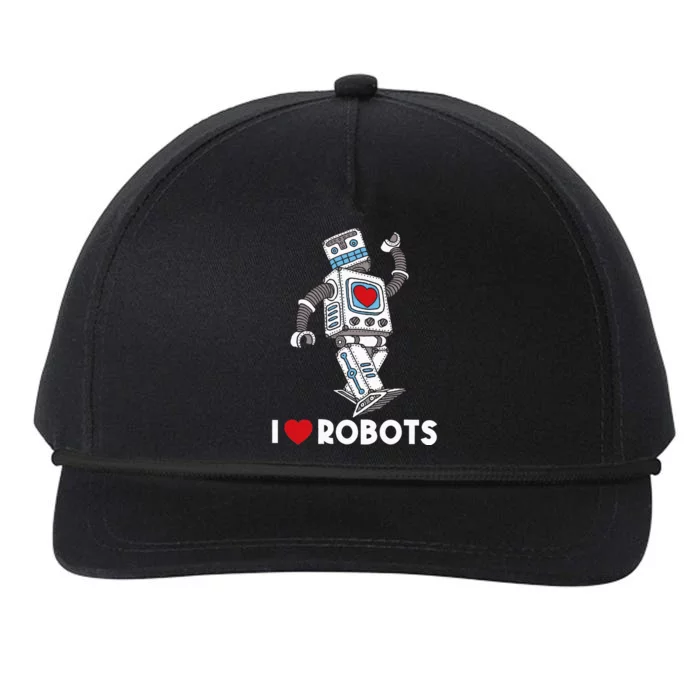 I Love Robots Robot Lover Robotics Engineer Engineering Snapback Five-Panel Rope Hat