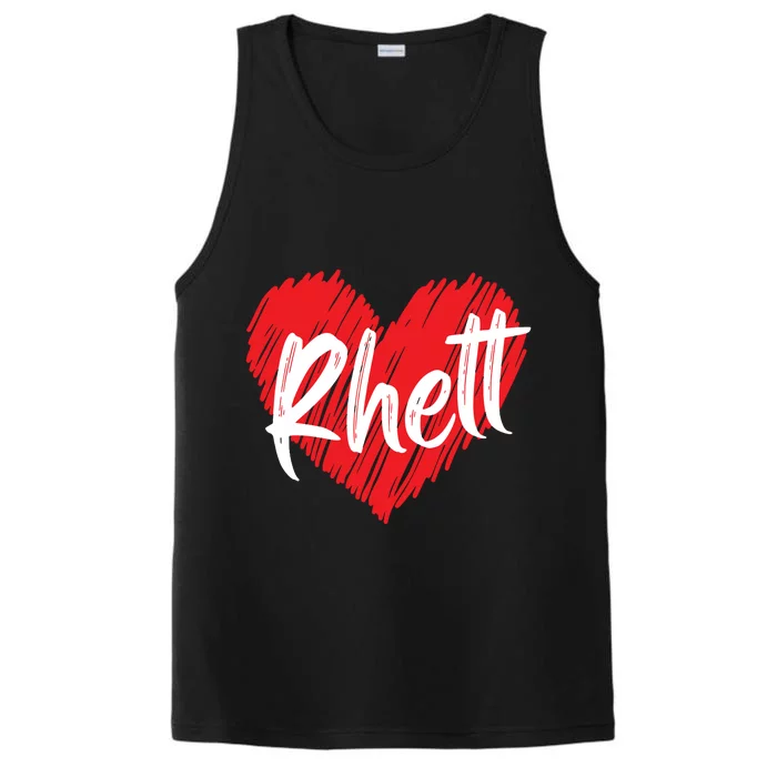 I Love Rhett Heart Funny First Name Rhett Performance Tank